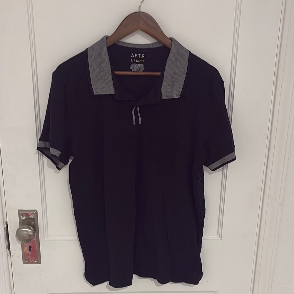 Apt. 9 Black and Gray Polo Shirt Casual Style